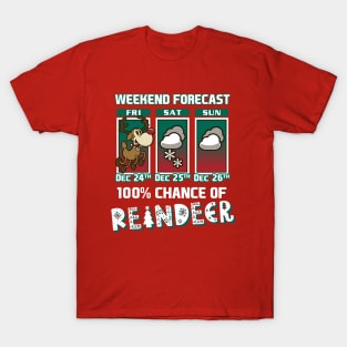 Weekend Forecast - Chance of Reindeer - Santa's Rudolph T-Shirt